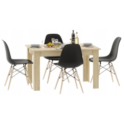 Stół kuchenny 110x70 Dąb Sonoma + 4 krzesła Skandynawskie Milano Czarne